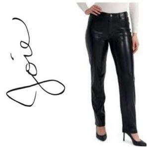 Joie Black Straight Leg Faux Leather Pants Size 10 NWOT